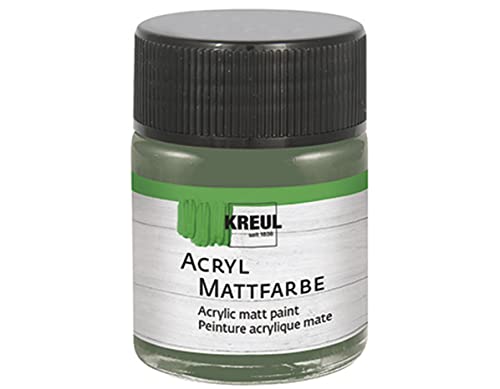 KREUL 75531 - Acryl Mattfarbe, russischgrün im 50 ml Glas, cremig deckende, schnelltrocknende Farbe auf Wasserbasis, für viele verschiedene Untergründe geeignet von Kreul