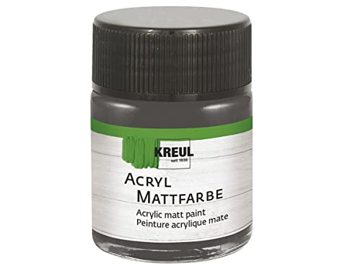 KREUL 75576 - Acryl Mattfarbe, graphitgrau im 50 ml Glas, cremig deckende, schnelltrocknende Farbe auf Wasserbasis, für viele verschiedene Untergründe geeignet von Kreul