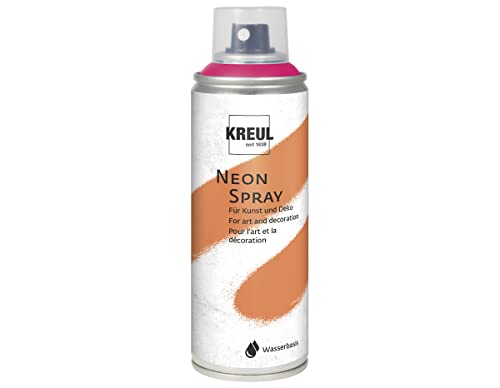 KREUL 76372 - Farbspray, neonpink 200 ml, fluoreszierende Sprühfarbe auf Wasserbasis, intensive Leuchtkraft auf weißem Untergrund, leuchtet unter Schwarzlicht von Kreul