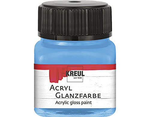 KREUL 79214 - Acryl Glanzfarbe, 20 ml Glas in himmelblau, glänzend-glatte Acrylfarbe zum Anmalen und Basteln, auf Wasserbasis, speichelecht, schnelltrocknend und deckend von Kreul