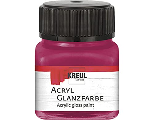 KREUL 79232 - Acryl Glanzfarbe, 20 ml Glas in bordeaux, glänzend-glatte Acrylfarbe zum Anmalen und Basteln, auf Wasserbasis, speichelecht, schnelltrocknend und deckend von Kreul