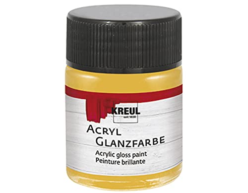 KREUL 79515 - Acryl Glanzfarbe, 50 ml Glas in gold, glänzend-glatte Acrylfarbe zum Anmalen und Basteln, auf Wasserbasis, speichelecht, schnelltrocknend und deckend von Kreul