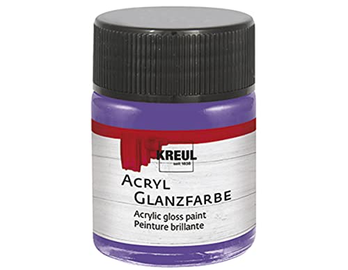 KREUL 79525 - Acryl Glanzfarbe, 50 ml Glas in violett, glänzend-glatte Acrylfarbe zum Anmalen und Basteln, auf Wasserbasis, speichelecht, schnelltrocknend und deckend von Kreul