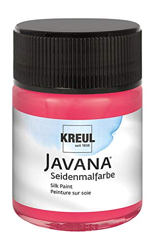 KREUL 8103 - Javana Seidenmalfarbe im 50 ml Glas, rot, hochpigmentierte und brillante Farbe auf Wasserbasis, mit fließend flüssigem Charakter, dringt tief in die Fasern ein von Kreul