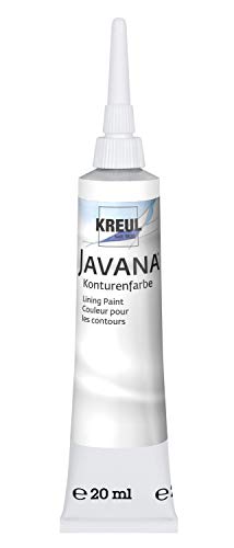 KREUL 815720 - Javana Seidenmalerei Konturenfarbe für Stoffe, 20 ml Tube mit Feinspritzdüse, weiß von Kreul