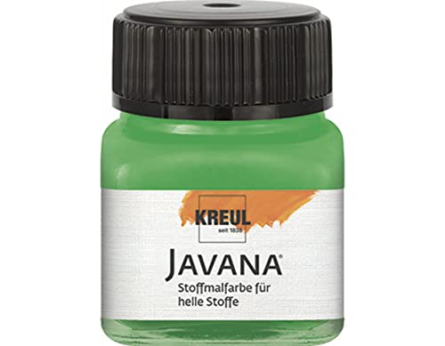 KREUL 90908 - Javana Stoffmalfarbe für helle Stoffe, 20 ml Glas in brillantgrün, geschmeidige Farbe auf Wasserbasis mit cremigem Charakter, dringt fasertief ein, waschecht nach Fixierung von Kreul