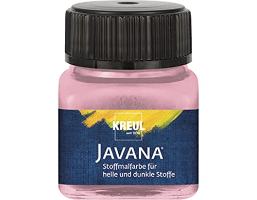 KREUL 90968 - Javana Stoffmalfarbe für helle und dunkle Stoffe, 20 ml Glas rosé, brillante Farbe auf Wasserbasis, pastoser Charakter, zum Stempeln und Schablonieren, nach Fixierung waschecht von Kreul