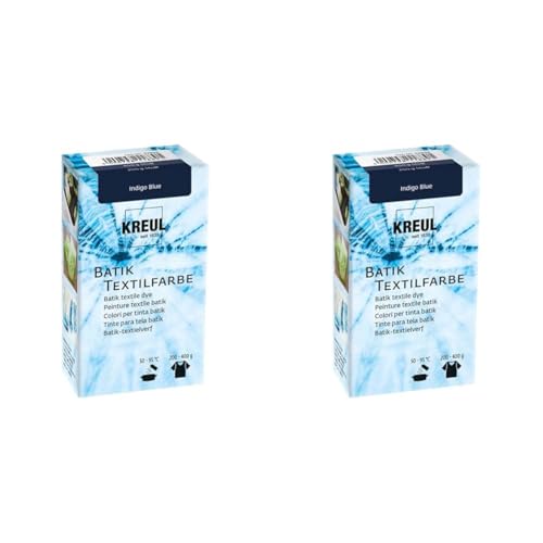 KREUL 98538 - Batik-Textilfarbe Indigo Blue, 70 g, Farbpulver zum Batiken und Färben von Textilien (Packung mit 2) von Kreul