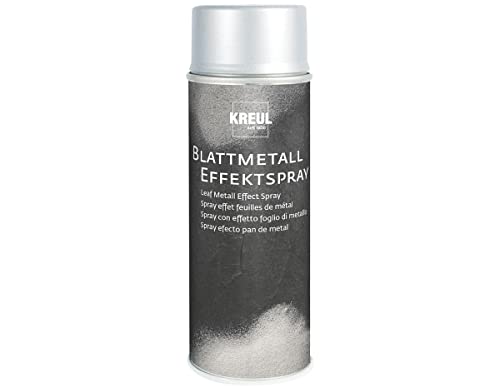 KREUL 994401 - Blattmetall Effekt-Spray, Silber, 400 ml, schnelltrocknender Nitro Kombilack mit Blattmetall ähnlicher Optik von Kreul