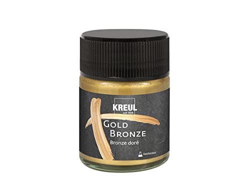 KREUL 99462 - Metallpigmentlack Gold Bronze, 50 ml, für brillante Bronzeeffekte, deckend und lichtbestädig, für Holz, Leinwände, Karton, Stein, Keramik, Metall und viele Kunststoffe von Kreul