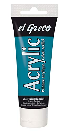 KREUL 28337 - El Greco Acrylic, 75 ml Tube in türkisblau dunkel, hochpigmentierte, glänzende Acrylfarbe in Studienqualität, buttrig vermalbar, für pastose Malerei von Kreul