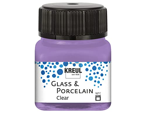 KREUL 16295 - Glass & Porcelain Clear flieder, im 20 ml Glas, transparente Glas- und Porzellanmalfarbe auf Wasserbasis, schnelltrocknend, glasklar von Kreul