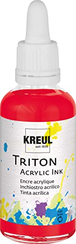 KREUL 17427 - Triton Acrylic Ink, Kirschrot, 50 ml Glas mit Pipette zum Dosieren und Aufrühren, hohe Farbintensität, seidenmatt auftrocknend, für Leinwand und Papier von Kreul