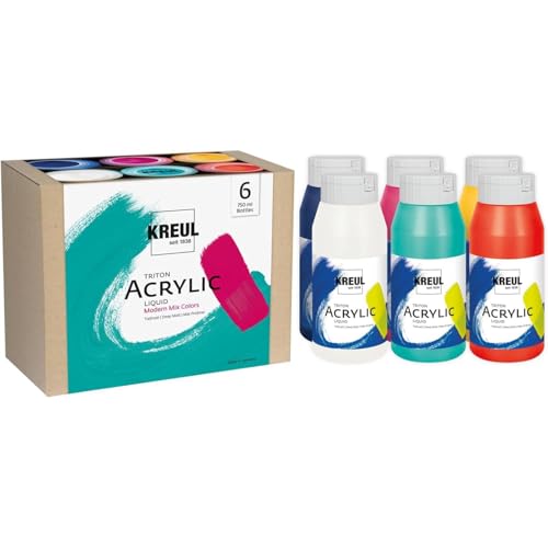 Kreul 17799 - Triton Acrylic Liquid Set Modern Mix Colors 6 x 750 ml, Farbstarkes, harmonisch abgestimmtes Set hochwertiger Künstler-Acrylfarben, zum Mischen geeignet Kreul 17799 - Triton Acrylic Liquid Set Modern Mix Colors 6 x 750 ml, Farbstarkes, harmonisch abgestimmtes Set hochwertiger Künstler-Acrylfarben, zum Mischen geeignet von Kreul