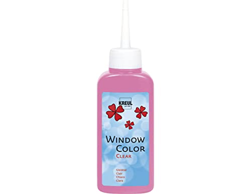 KREUL 40206 - Window Color Clear rosa 80 ml, Fenstermalfarbe auf Wasserbasis, mit glatter glasklarer Oberfläche, geeignet für Oberflächen wie Glas, Spiegel und Fliesen von Kreul