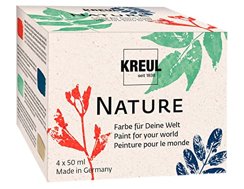 KREUL 49440 - Nature Set, 4 x 50 ml, wasserbasierte Farbe, aus nachhaltigen, natürlichen Rohstoffen, cremig, schnelltrocknend und lichtecht, für zahlreiche Untergründe von Kreul