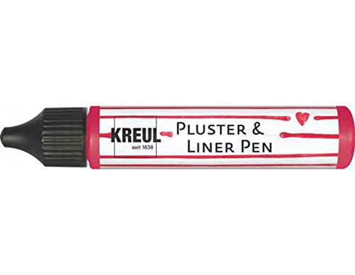 KREUL 49808 - Pluster und Liner Pen rubinrot, 29 ml, Plusterfarbe zum Dekorieren und Verzieren, für Dekoeffekte durch aufplustern im Backofen, mit Bügeleisen oder Fön von Kreul