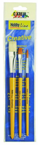 Kreul 723034 - Universalpinsel Synthetics und Borste Set, ein Flachpinsel Borste Größe 16, ein Flachpinsel Synthetics Größe 10 und ein Rundpinsel Synthetics Größe 6 von Kreul