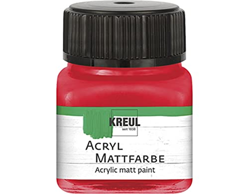 KREUL 75205 - Acryl Mattfarbe, rot im 20 ml Glas, cremig deckende, schnelltrocknende Farbe auf Wasserbasis, für viele verschiedene Untergründe geeignet von Kreul