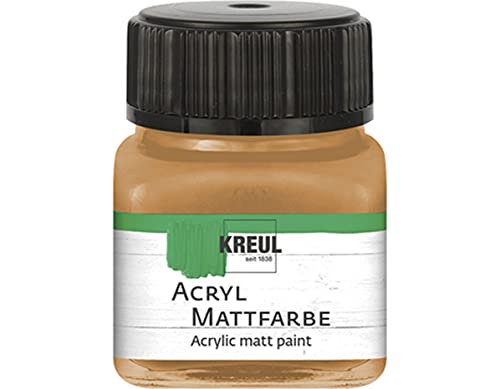 KREUL 75207 - Acryl Mattfarbe, ocker im 20 ml Glas, cremig deckende, schnelltrocknende Farbe auf Wasserbasis, für viele verschiedene Untergründe geeignet von Kreul