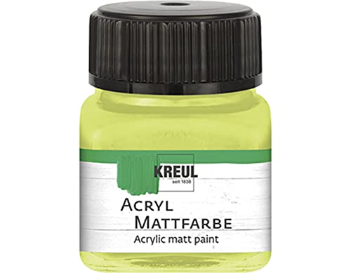 KREUL 75240 - Acryl Mattfarbe, lemon im 20 ml Glas, cremig deckende, schnelltrocknende Farbe auf Wasserbasis, für viele verschiedene Untergründe geeignet von Kreul