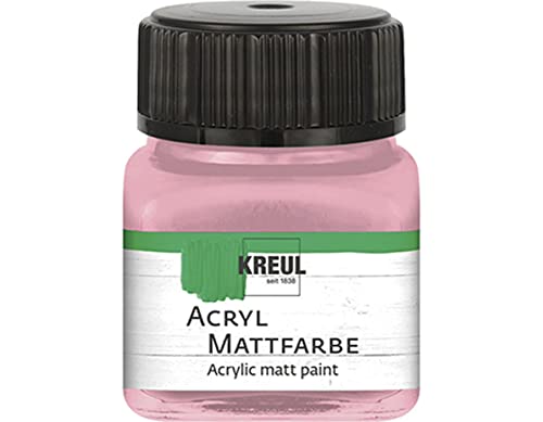 KREUL 75245 - Acryl Mattfarbe, pastellrosa im 20 ml Glas, cremig deckende, schnelltrocknende Farbe auf Wasserbasis, für viele verschiedene Untergründe geeignet von Kreul