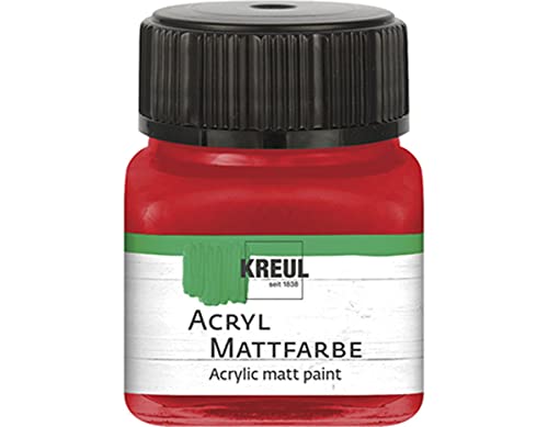 KREUL 75255 - Acryl Mattfarbe, brillantrot im 20 ml Glas, cremig deckende, schnelltrocknende Farbe auf Wasserbasis, für viele verschiedene Untergründe geeignet von Kreul