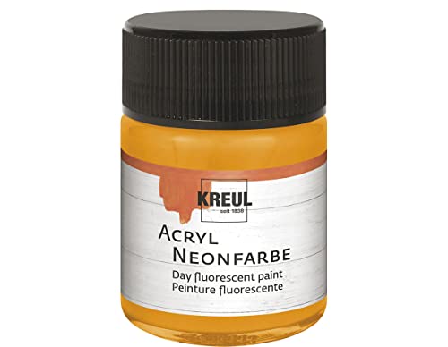 KREUL 77562 - Acryl Neonfarbe, 50 ml Glas in neonorange, fluoreszierende Acryl - Tagesleuchtfarbe auf Wasserbasis, cremig halbdeckend mit intensiver Leuchtkraft auf weißem Untergrund von Kreul