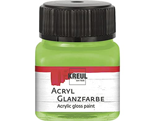 KREUL 79217 - Acryl Glanzfarbe, 20 ml Glas in lindgrün, glänzend-glatte Acrylfarbe zum Anmalen und Basteln, auf Wasserbasis, speichelecht, schnelltrocknend und deckend von Kreul