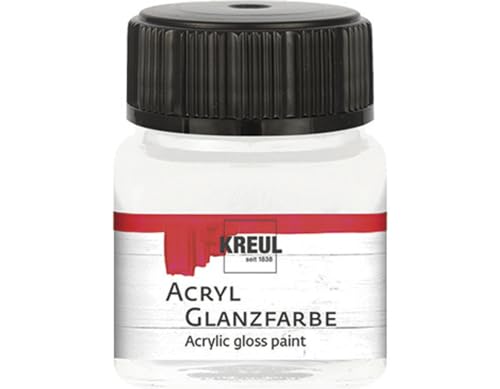 Kreul 79218 - Acryl Glanzfarbe, 20 ml Glas in farblos, glänzend-glatte Acrylfarbe zum Anmalen und Basteln, auf Wasserbasis, speichelecht, schnelltrocknend und deckend von Kreul