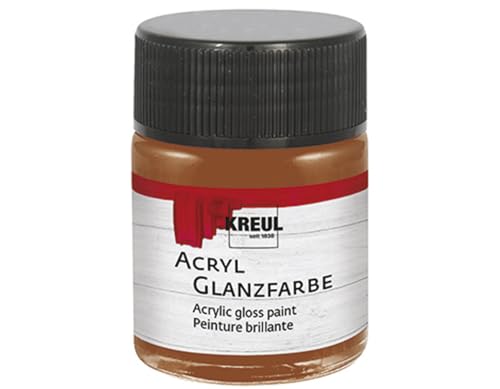 Kreul 79510 - Acryl Glanzfarbe, 50 ml Glas in hellbraun, glänzend-glatte Acrylfarbe zum Anmalen und Basteln, auf Wasserbasis, speichelecht, schnelltrocknend und deckend von Kreul