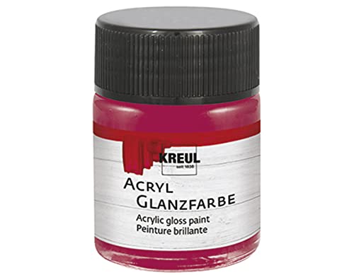 KREUL 79532 - Acryl Glanzfarbe, 50 ml Glas in bordeaux, glänzend-glatte Acrylfarbe zum Anmalen und Basteln, auf Wasserbasis, speichelecht, schnelltrocknend und deckend von Kreul