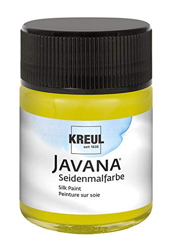 Kreul 8140 - Javana Seidenmalfarbe im 50 ml Glas, kiwi, hochpigmentierte und brillante Farbe auf Wasserbasis, mit fließend flüssigem Charakter, dringt tief in die Fasern ein von Kreul