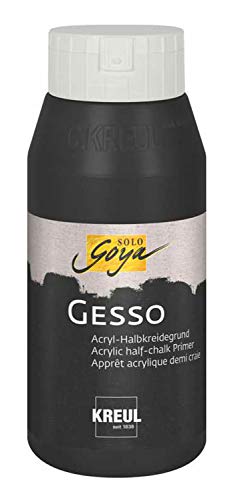 KREUL 85282 - SOLO GOYA Gesso schwarz, 750 ml, Grundierung von dunklen Maluntergründen auf Acryl-Halbkreidebasis, wasserfest und gut deckend von Kreul