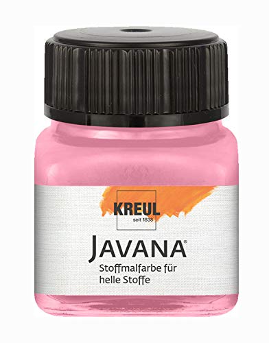KREUL 90927 - Javana Stoffmalfarbe für helle Stoffe, 20 ml Glas in leuchtrosa, geschmeidige Farbe auf Wasserbasis mit cremigem Charakter, dringt fasertief ein, waschecht nach Fixierung von Kreul