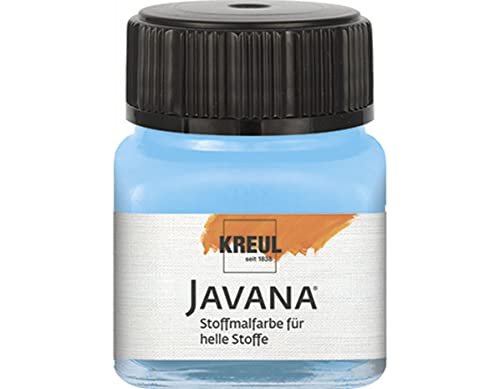 KREUL 90942 - Javana Stoffmalfarbe für helle Stoffe, 20 ml Glas in hellblau, geschmeidige Farbe auf Wasserbasis mit cremigem Charakter, dringt fasertief ein, waschecht nach Fixierung von Kreul