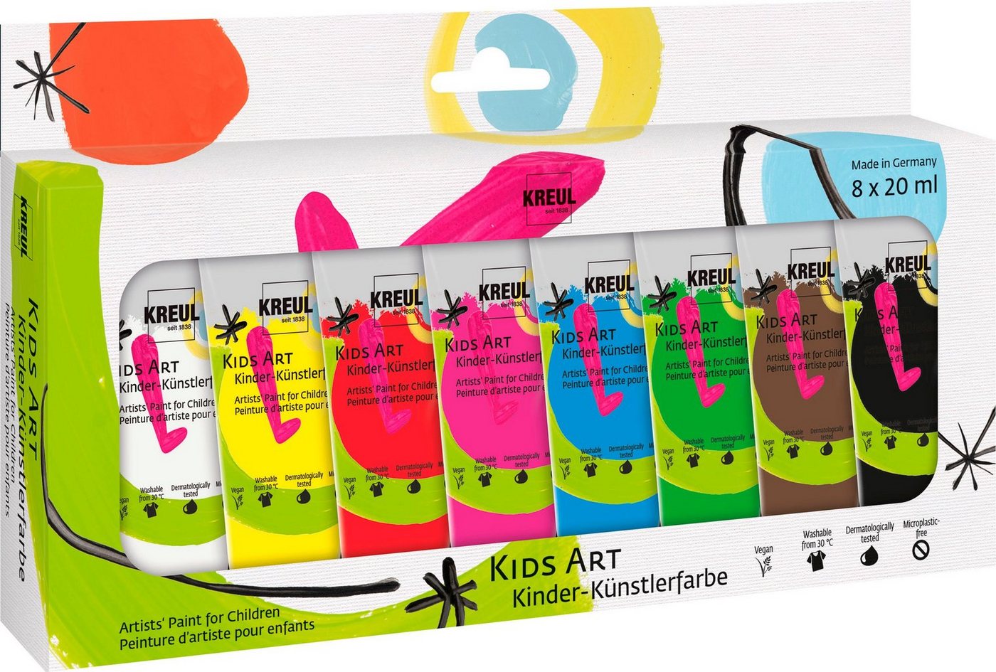 Kreul Acrylfarbe Kids Art Kinder-Künstlerfarbe, 8 x 20 ml von Kreul
