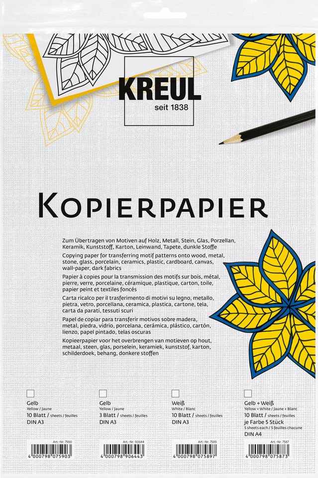 Kreul Bastelfarbe Durchschreibepapier Hobbyline Kopierpapier, 10 Blatt von Kreul