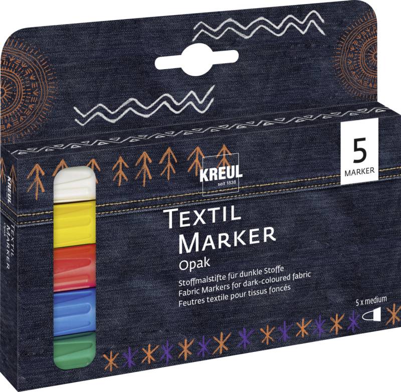Kreul Javana Stoffmalstifte Opak 5er Set helle & dunkle Stoffe texi mäx von Kreul