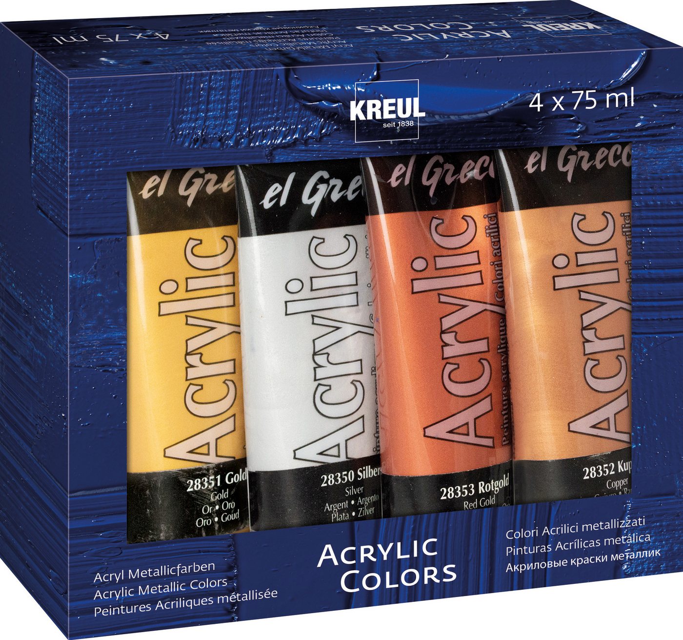 Kreul Metallglanzfarbe Acrylfarben Metallic Colors, 75 ml 4er Set von Kreul