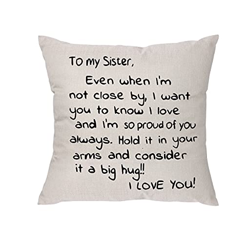 Krifton Kissenbezug mit Aufschrift "To My Sister Gift,Even When I'm Not Close by I Want You to Know I Love and I Am So Proud Of You", Geschenk für Damen, Mädchen, Soul Siser Big Mid Lil Sisers von Krifton
