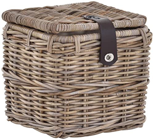 Korbtruhe Allzweck Korb Aufbewahrung mit Deckel Box Spielzeugtruhe Natur Rattan Grau (Klein, Quadratisch) von Krines Home