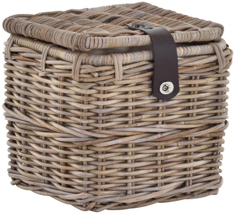 Krines Home Allzweckkorb Korbtruhe Allzweck Korb Aufbewahrung mit Deckel Box Spielzeugtruhe, Natur Rattan Quadratisch von Krines Home