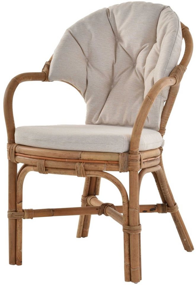 Krines Home Armlehnstuhl Klassischer Korbsessel Rattansessel Korb-Stuhl aus Natur-Rattan, gestäbt von Krines Home
