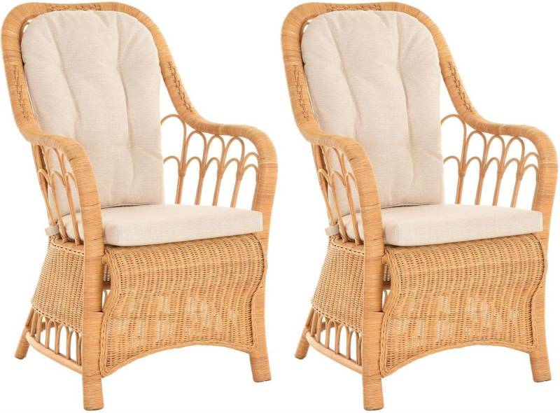 Krines Home Armlehnstuhl Rattan 2er Set Esszimmerstuhl Armlehne Rattanstuhl Hohe Rückenlehne (2 St), Esszimmer Stuhl von Krines Home