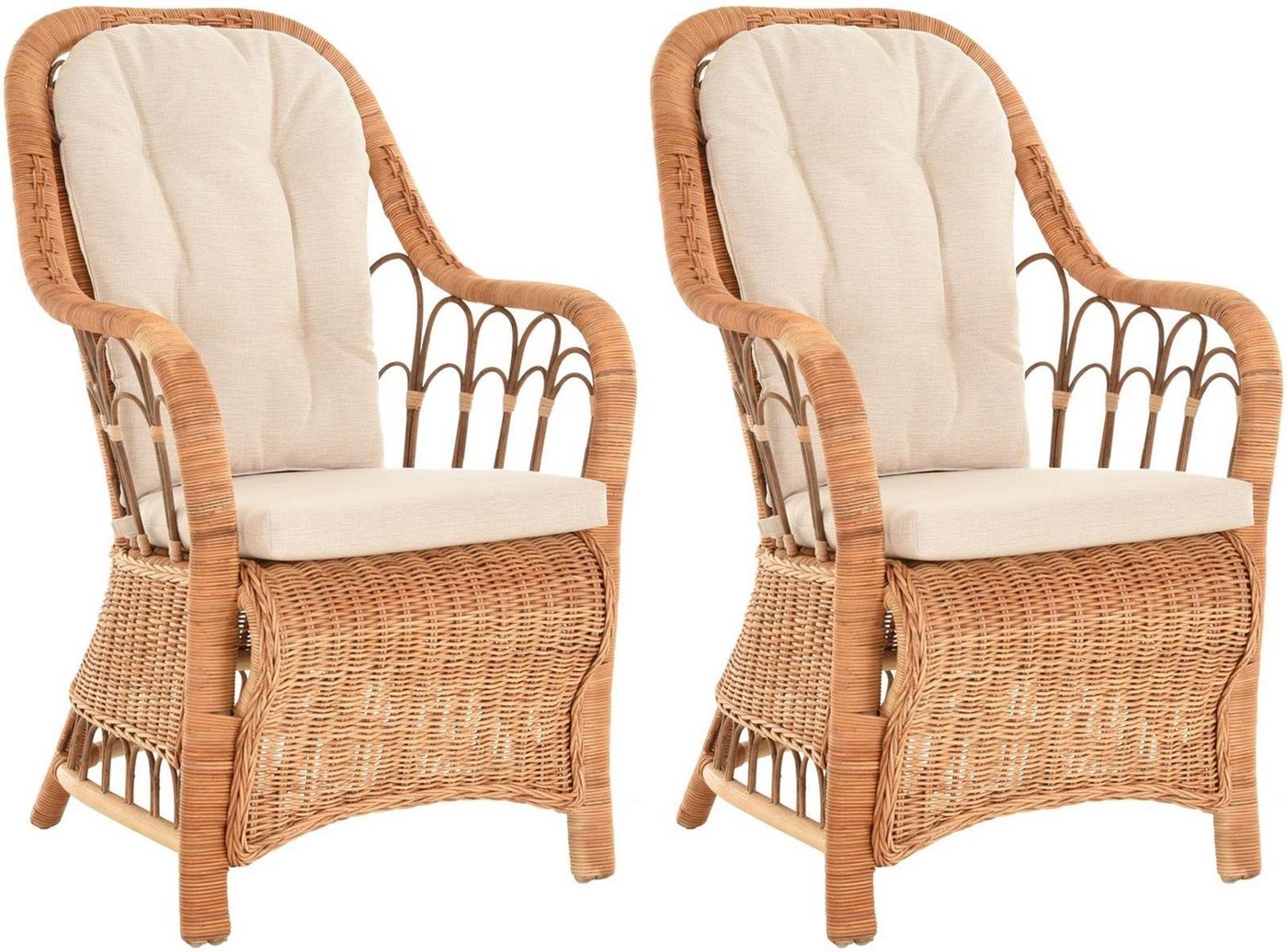 Krines Home Armlehnstuhl Rattan 2er Set Esszimmerstuhl Armlehne Rattanstuhl Hohe Rückenlehne (2 St), Esszimmer Stuhl von Krines Home