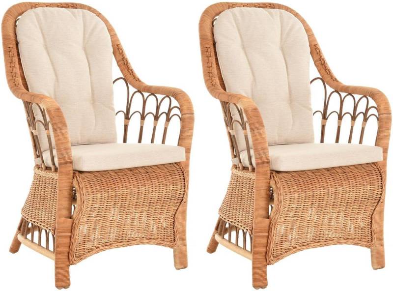 Krines Home Armlehnstuhl Rattan 2er Set Esszimmerstuhl Armlehne Rattanstuhl Hohe Rückenlehne (2 St), Esszimmer Stuhl von Krines Home
