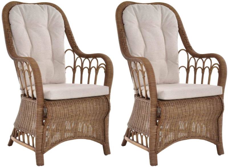 Krines Home Armlehnstuhl Rattan 2er Set Esszimmerstuhl Armlehne Rattanstuhl Hohe Rückenlehne (2 St), Esszimmer Stuhl von Krines Home