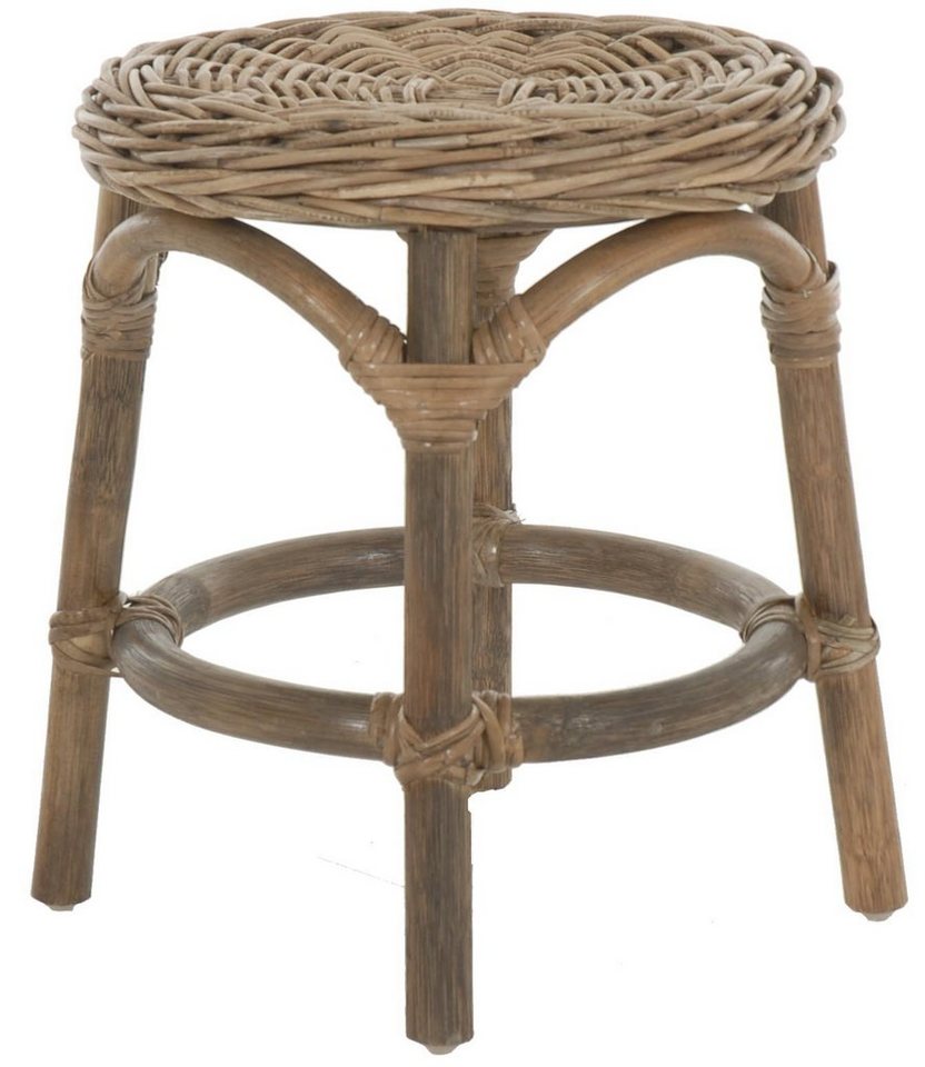 Krines Home Badhocker Hocker aus natürlichem Rattan Rattanhocker Beistell-Hocker Rund Ø 34cm, Schemel Badhocker von Krines Home