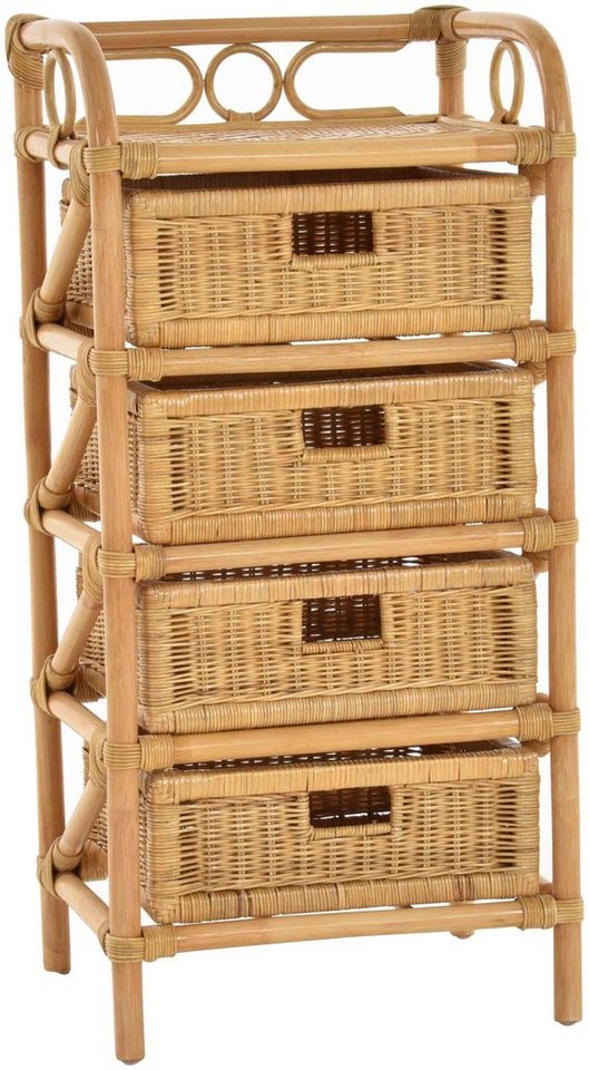 Krines Home Badregal Rattan Standregal Kommode Rattan Korb Regal Badregal mit 4 Schubladen, Handgearbeitet Krines Home Badregal Rattan Standregal Kommode Rattan Korb Regal Badregal mit 4 Schubladen, Handgearbeitet von Krines Home